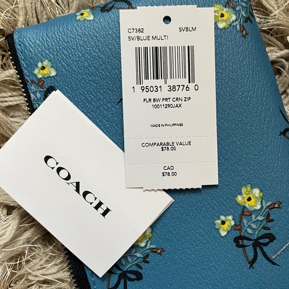 Coach Blue Wristlet with Floral Design - Picture 2 of 4